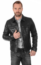 Men Genuine Leather Jacket MJ 48